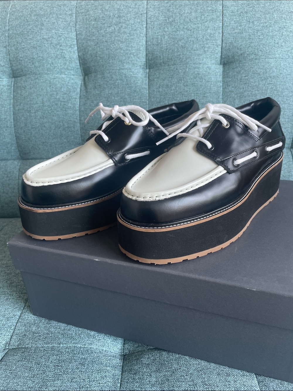 WANT Les Essentiels Black and White Platform Loafers